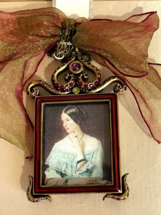 Jay Strongwater Rec Picture Frame Ornament Jeweled Ornate On Chain