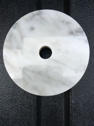 Vintage Italian 3 1/2 " White Round Marble Bases With Side Hole