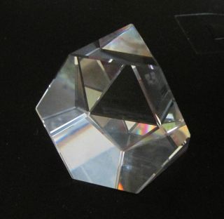 Swarovski Crystal Clear Octron 8 - Sided Polygon Paperweight Old Sc Logo Euc