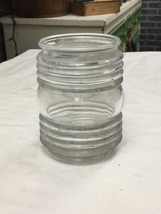 Vintage Glass Light Globe Rib Jelly Jar Clear Porch Ceiling Shade 3 1/8 