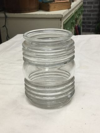 Vintage Glass Light Globe Rib Jelly Jar Clear Porch Ceiling Shade 3 1/8 