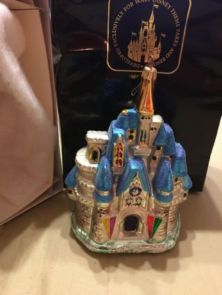 Christopher Radko Blown Glass Disney Cinderella Castle Ornament In The Box