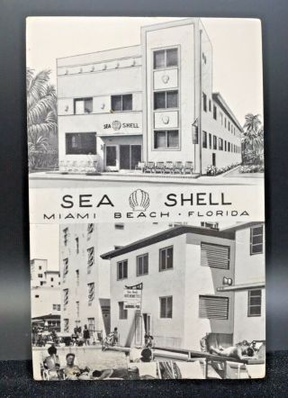 Postcard Miami Beach,  Florida Sea Shell Hotel Multi - View Pool Posted 1952