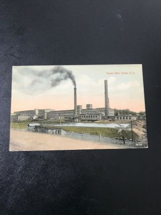 Vintage Postcard Victor Mill Greer South Carolina Hand Colored