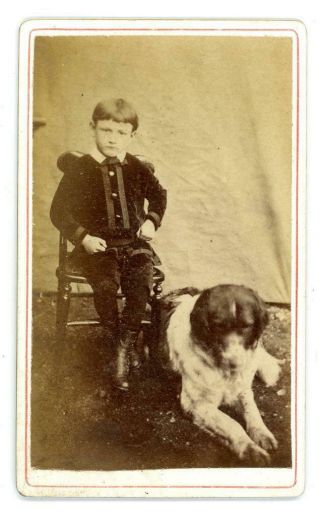 Child With Dog On Cdv By C H Sambrook Of Wedge Mills Cannock