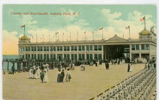 Antique Asbury Park Jersey Nj " Casino & Boardwalk " Divided Postcard
