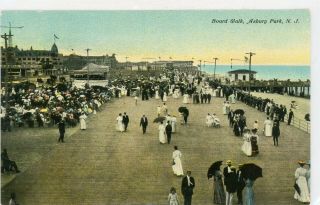 Antique Asbury Park Jersey Nj " The Boardwalk " Divided Postcard