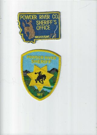 Two Hard To Find Obsolete Powder River County,  Montana Sheriff Patches