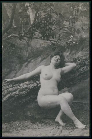 Photogravure Nude Woman Nudist In The Wild Side 1910s French Postcard B