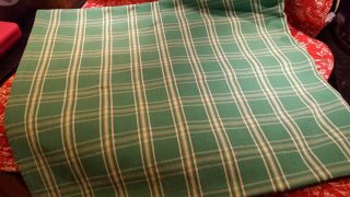 Vintage Cotton Tablecloth,  Bold Green And White Plaid,  Heavy Cotton,