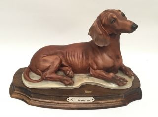 Giuseppe Armani Dachshund Dog Figurine Statue Capodimonte Italy