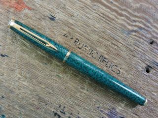 Vintage Laque Marbled Green General Electric Waterman Hemisphere Rollerball Pen