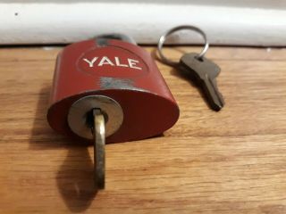 Vintage Yale Red Metal Lock With Keys -