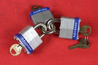 3 Vintage Master Padlocks With Keys No.  3 Master Lock,  Case Hard