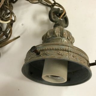 Antique brass plated metal double hanging ceiling light swage lamp fixture 3