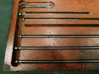 Vintage Machinist Tool L.  S.  STARRETT No 445 Depth Gauge Wooden Case User Tool 3