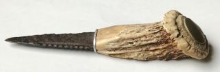 Antique Scottish Sgian Dubh Knife Dagger With Stag Horn Antler Handle