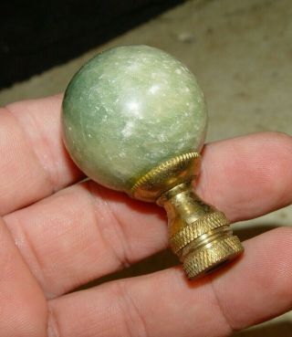 Estate Vintage Green Alabaster Stone ? & Brass Lamp Finial Part