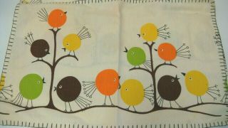 VINTAGE 1960 ' S COLORS LARGE 4 MATCHING CLOTH BIRDS CHICKS TABLE PLACE MATS 2