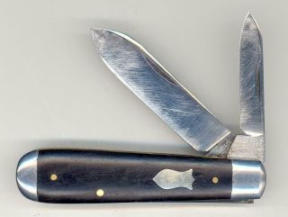 Antique Schrade Cut Co Walden Ny Ebony Wood Handle Jack Knife