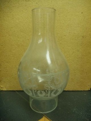 Antique Glass Oil Lamp Chimney With 2 7/8 " Fitter 9.  5 " Tall 1