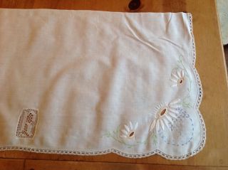 2 Vintage Dresser Scarf Runner Daisy Water Lily Floral Lace Embroider MONOGRAM R 5