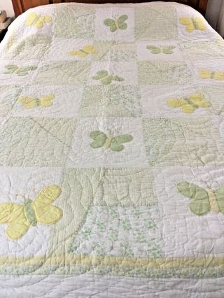 Vintage Hand Crafted AppliquÉ Butterflies Quilt By Pottery Barn 71 " X 89 "
