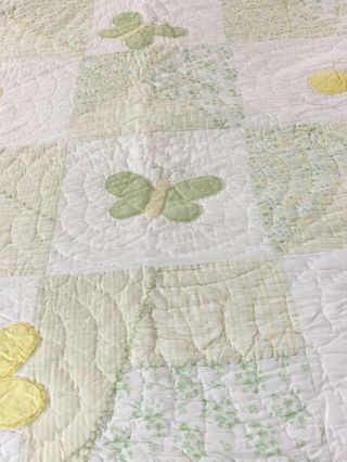 VINTAGE HAND CRAFTED APPLIQUÉ BUTTERFLIES QUILT BY POTTERY BARN 71 