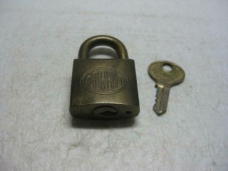 Vintage Brass Corbin Padlock With Key