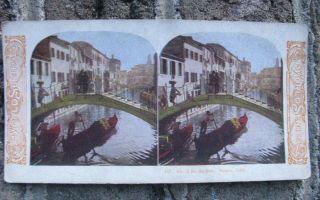 Stereoview Card World Series 147 Rio De St Andrea Venice Italy Vtg Antique 1900