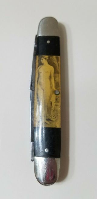 Antique / Vintage Rare Risque Naked Lady Pocket Knife Early 1900 