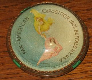 Antique 1901 Pan - American Exposition Courier Co.  Souvenir Glass Paperweight