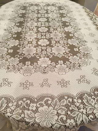 Vintage Tablecloth Lace - 78 " X 60 " - Ivory - Off White - Lovely