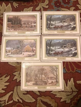 1 Set Of 5 Currier And Ives Placemat American Winter Scenes