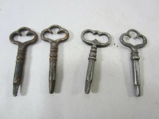 4 Antique Sewing Machine Cabinet Drawer Keys - 3 Sided