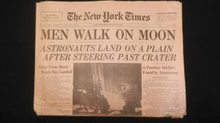 Apollo 11 Moon Landing 1969 York Times Newspaper Late City Edition