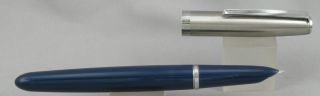 Parker 21 Navy Blue & Stainless Steel Fountain Pen - C.  1950 