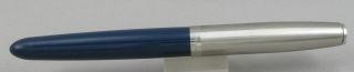 Parker 21 Navy Blue & Stainless Steel Fountain Pen - c.  1950 ' s - Medium Nib - USA 4