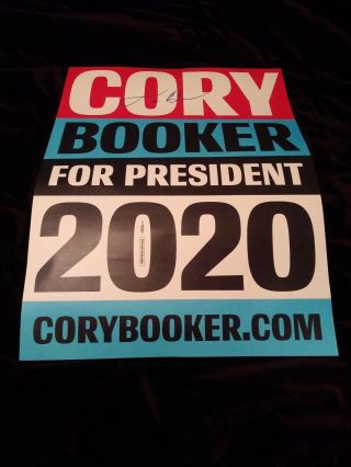 Cory Booker 2020 President Candidate Signed Autographed Campaign Poster Sign