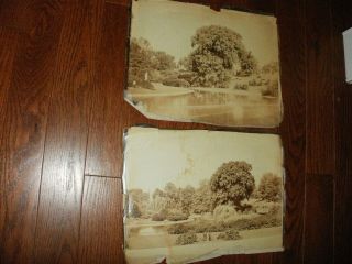 Ca1880s Two Photos Of Pond At Spring Grove Cemetery Cincinnati - Lucian Plympton