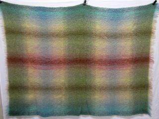Andrew Stewart Green,  Pink,  Blue,  Beige Mohair & Wool Blend Throw Blanket 5.  5 