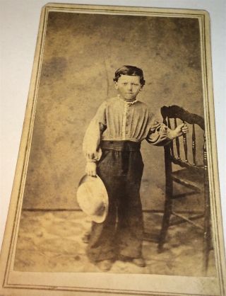 Antique American Civil War Era Fashion Adorable Little Boy Tax Stamp Cdv Photo