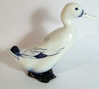 Royal Doulton Blue & White Flambe Duck Figurine