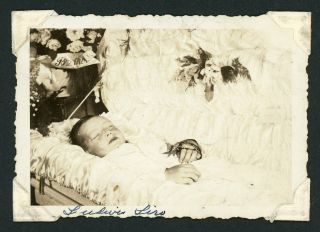 Seven Year Old Boy In Casket Post Mortem Dead Vintage Photo Snapshot