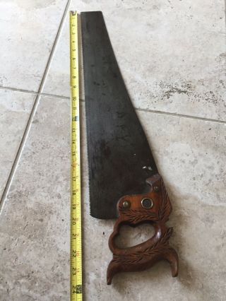 Vintage Disston Carved Handle 20” Panel Saw