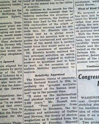 CREATION OF THE UNIVERSE Albert Einstein Theory of Relativity 1939 Old Newspaper 2