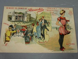 Old Vintage Coney Island Ny Postcard Stauch 