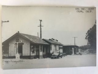 Colma California Sp Rr Station Railroad Depot B&w Real Photo Postcard Rppc