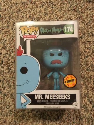 Rick And Morty Funko Pop Mr Meeseeks With Gun Limited Edition Chase W/ Protector