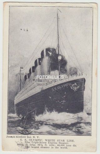 Olympic Titanic Sister Ship White Star Early Card Posted In August 1911